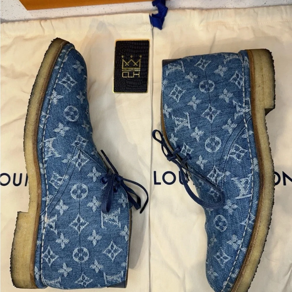 LOUIS VUITTON MONOGRAM DENIM DERBY BOOTS - Picture 7 of 12